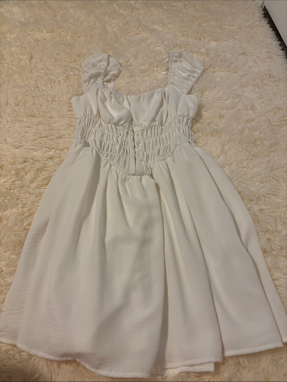 Classic White Smocked Dress with Ruffle Straps